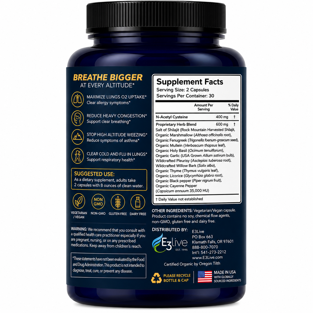 Air On™ 60-Count — Supplement Facts